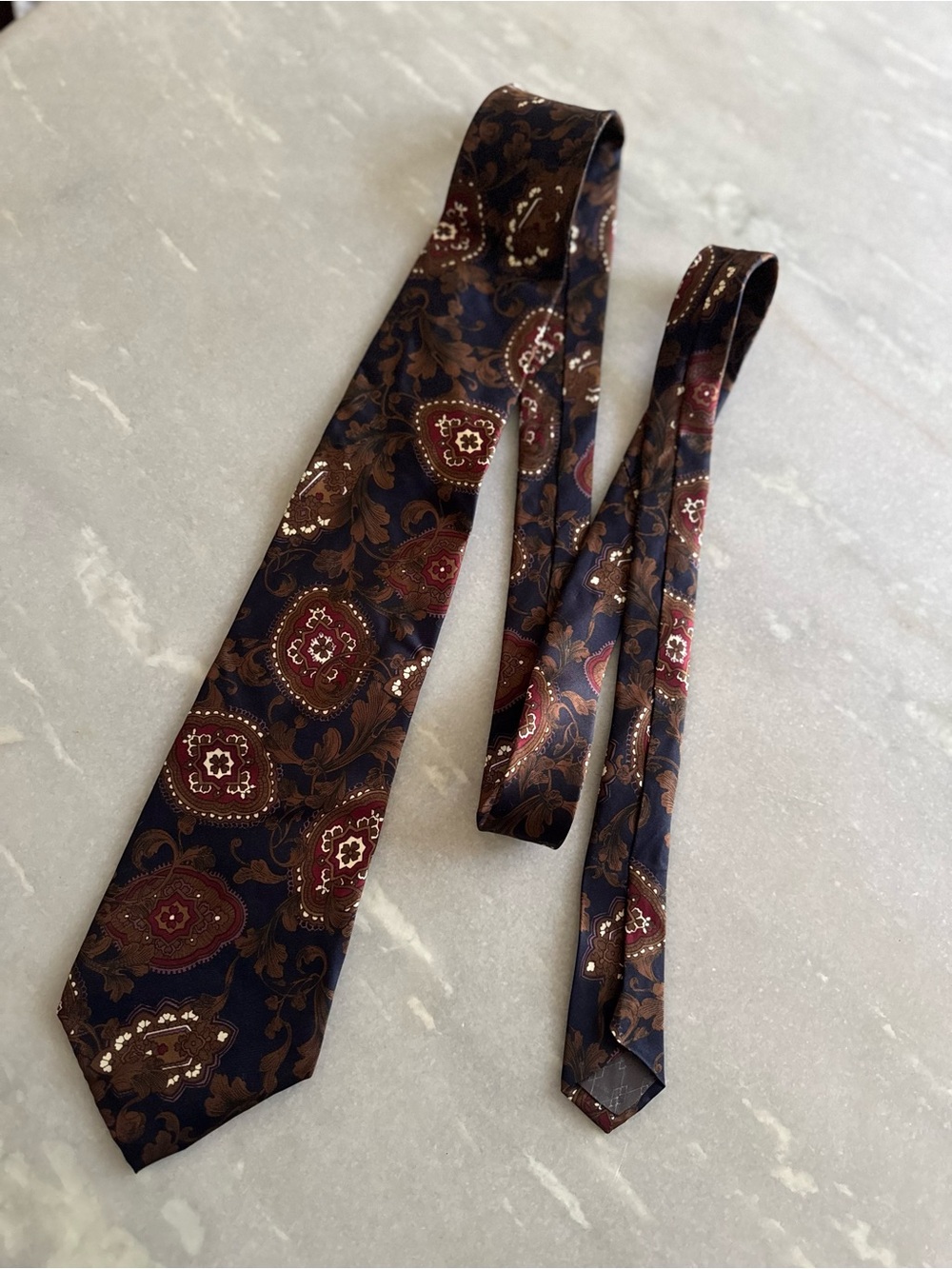 Pierre Balmain Classic Paisley Silk Tie in Navy and Brown